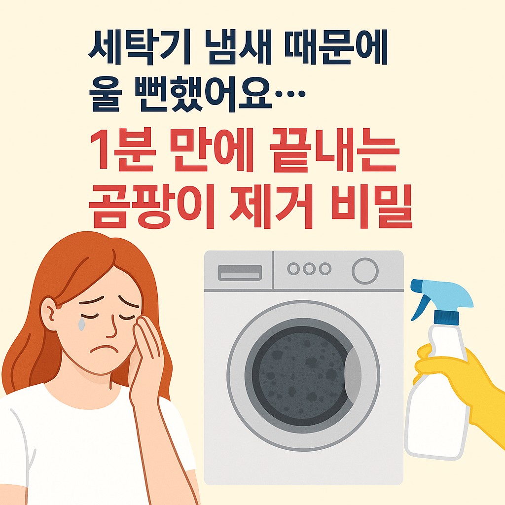"세탁기 냄새 제거 방법 안내 이미지 | 울 정도로 심한 세탁기 곰팡이 냄새 제거 비밀 | 1분 만에 끝내는 세탁기 곰팡이 제거 꿀팁"