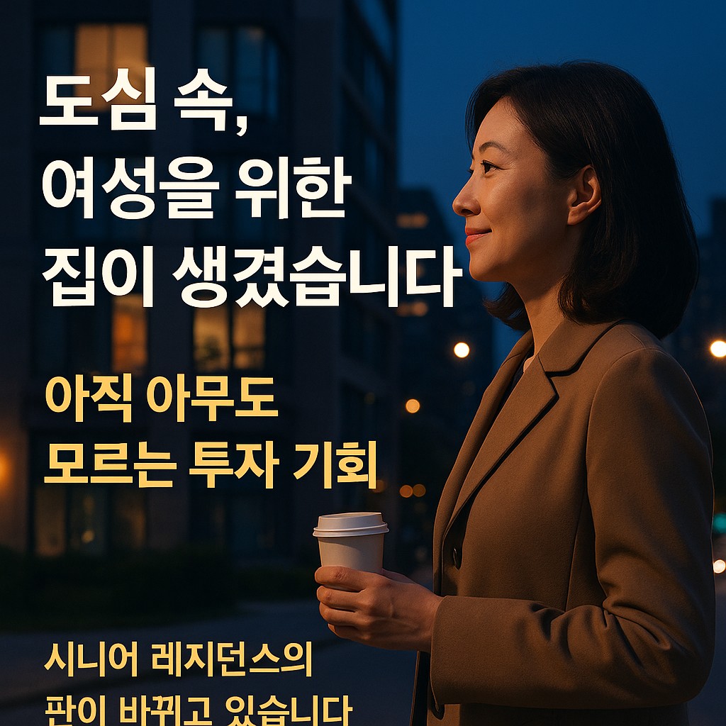도심 속 여성 전용 시니어 레지던스 외관, 여성 특화 주거 트렌드와 투자 자산으로의 진화